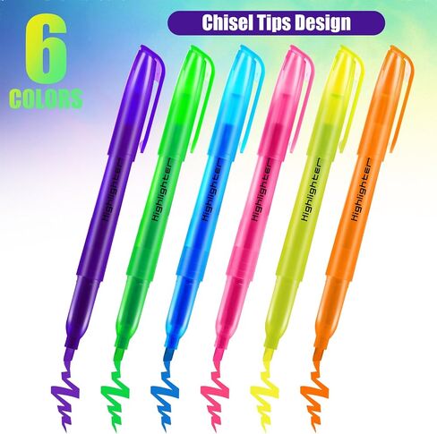 Highlighters Assorted Colors Bulk, 60 Pcs Pastel Highlighters Bulk with 6 Colors, Colored Highlighters for Office and School Supplies in Saudi Arabia