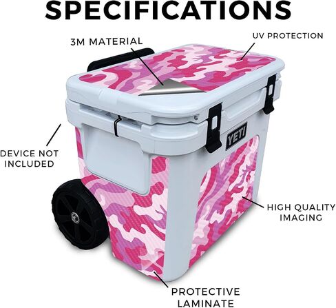 Carbon Fiber Cooler Skin Compatible with Yeti Roadie 32 Wheeled Cooler - Pink Camo - Premium 3M Vinyl Protective Wrap Decal Cover - Easy to Apply | Crafted in The USA by MightySkins in Saudi Arabia