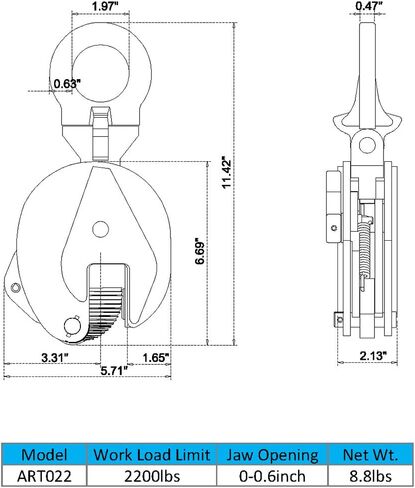 Vertical Plate Clamp, 4400lbs Steel Plate Lifting Clamp,2T，Jaw Opening up to 0.6 inch, for Lifting and Transporting in Saudi Arabia