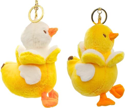 YUKEI 1 Pair Cute Banana Duck Plush Keychain - Ultra-Soft Filling, Adorable & Durable Soft Plush Toy Duck Stuffed Animal in Kuwait
