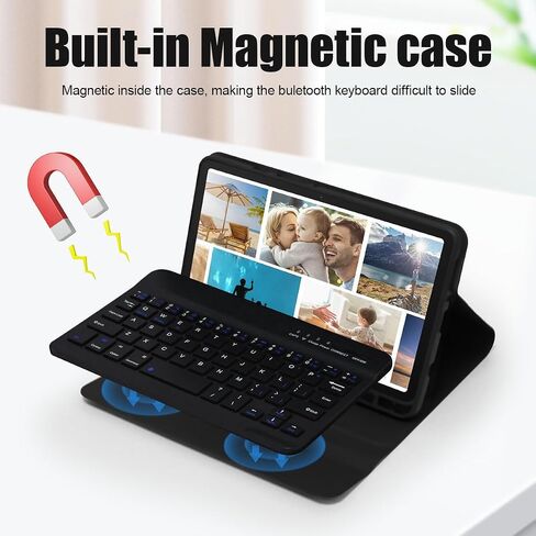 Samsung Galaxy Tab A9+/A9 Plus Keyboard Case11 inch 2023, Slim Stand Protective Smart Cover with Slim PU Soft Cover for Tab A9 Plus Tablet (SM-X210/X216/X218) with Keyboard Magnetic Wireless, Black in Saudi Arabia