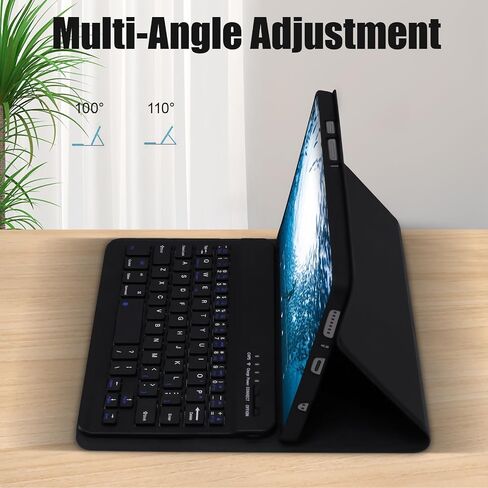 Samsung Galaxy Tab A9+/A9 Plus Keyboard Case11 inch 2023, Slim Stand Protective Smart Cover with Slim PU Soft Cover for Tab A9 Plus Tablet (SM-X210/X216/X218) with Keyboard Magnetic Wireless, Black in Saudi Arabia