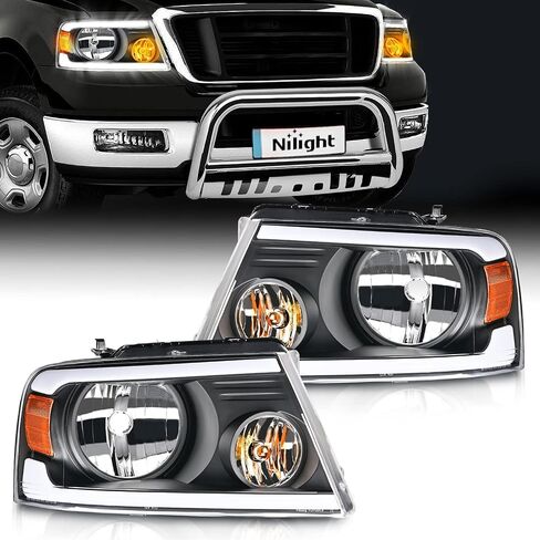 مجموعة المصابيح الأمامية Nilight لسيارة Ford F150 F-150 2004 2005 2006 2007 2008، 06-08 لينكولن مارك LT Led DRL للمصابيح الأمامية، مبيت أسود in Saudi Arabia