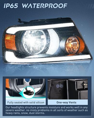 مجموعة المصابيح الأمامية Nilight لسيارة Ford F150 F-150 2004 2005 2006 2007 2008، 06-08 لينكولن مارك LT Led DRL للمصابيح الأمامية، مبيت أسود in Saudi Arabia