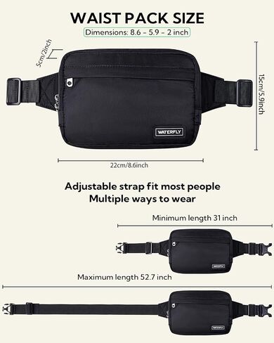 WATERFLY Small Fanny Pack Fashion Fanny Pack for Women Men Crossbody Waist Bag with Adjustable Strap for Traveling Hiking Cycling Dog Walking in Saudi Arabia