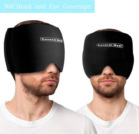 General Medi Headache & Migraine Ice Wrap Cap, Cold Therapy Migraine Relief Hat, Headache Ice Hat Cold Compress, Great for Puffy Eyes, Tension, Sinus & Stress Relief (Black) in Saudi Arabia