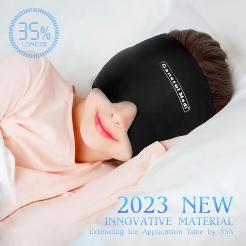General Medi Headache & Migraine Ice Wrap Cap, Cold Therapy Migraine Relief Hat, Headache Ice Hat Cold Compress, Great for Puffy Eyes, Tension, Sinus & Stress Relief (Black) in Saudi Arabia