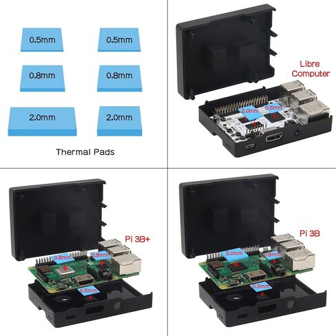 حافظة معدنية من سبائك الألومنيوم غلاف تبريد سلبي للوحة الكمبيوتر Libre AMl-S905X-CC/ALL-H3-CC/ROC-RK3328-CC/Raspberry Pi 3B /3B+ in Kuwait
