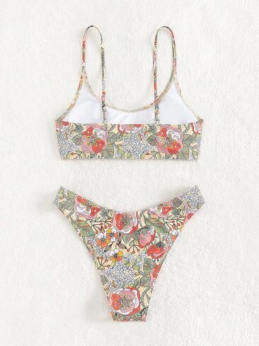 طقم بيكيني نسائي من SOLY HUX مطبوع عليه زهور لباس سباحة مكون من قطعتين in Kuwait