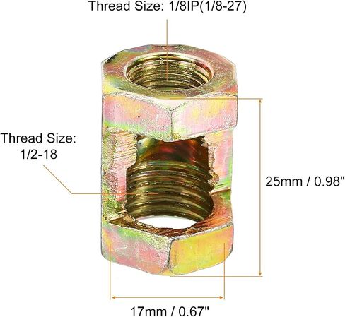 PATIKIL 1/8IP to 1/2-18 Hex Coupling Nut, 6 Pack Female Thread Connector 25mm Hexagonal Sleeve Nut Rod Bar Stud Tube Joint Adapter Hardware for Lamp Repair in Saudi Arabia