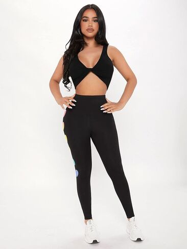 Floerns Women's Graphic Print High Waist Sports Running Workout Legging Pants in Saudi Arabia
