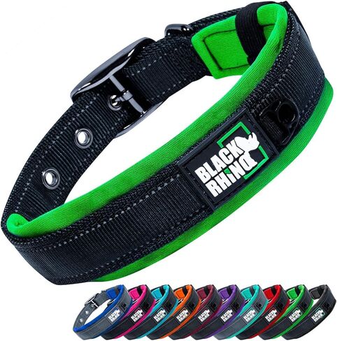 Black Rhino - The Comfort Collar Ultra Soft Neoprene Padded Dog Collar for All Breeds, Dog Collars for Large Dogs - Heavy Duty Adjustable Reflective Weatherproof (Small, Aqua/Grey) in Kuwait