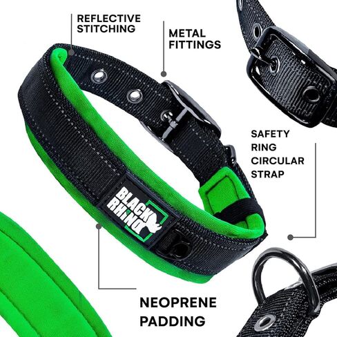 Black Rhino - The Comfort Collar Ultra Soft Neoprene Padded Dog Collar for All Breeds, Dog Collars for Large Dogs - Heavy Duty Adjustable Reflective Weatherproof (Small, Aqua/Grey) in Kuwait