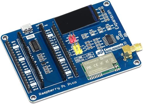 sb components LoRa Expansion Board for Raspberry Pi Pico, Smart Data Transmission LoRa HAT Module, Transmission up to 5 KM Through Serial Port (868MHz LoRa Expansion with Pico Board) in Kuwait