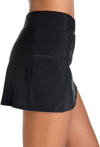 Penbrooke Shape Solver Women's Solid skirt with Side Pocket Swim Bottom Separate, Black, 18 in Saudi Arabia