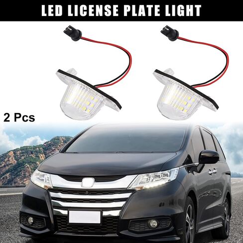 X AUTOHAUX 2pcs LED License Plate Light Car Number Lamp Replacement White Light for Honda Odyssey CR-V Civic Insight in Saudi Arabia