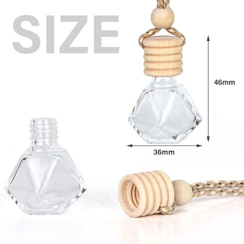 Car Air Freshener Perfume Bottle: 27pieces Car Air Freshener Perfume Pendant with Hanging String & Wooden Cap, Refillable Car Essential Oil Diffuser with 5 Accessories for Car Perfume Pendant Ornament in Kuwait