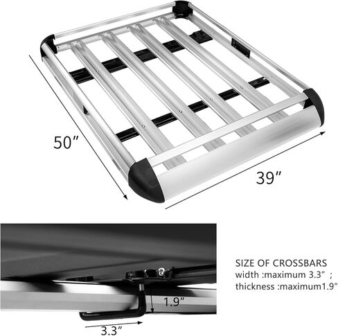 50" Roof Basket Cargo Carrier,Universal Car Top Luggage Holder Carrier Basket,SUV Heavy Duty Roof Top Luggage Carrier,Sliver in Saudi Arabia