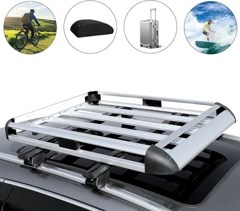 50" Roof Basket Cargo Carrier,Universal Car Top Luggage Holder Carrier Basket,SUV Heavy Duty Roof Top Luggage Carrier,Sliver in Saudi Arabia