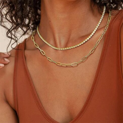 ORAZIO قلادات بطبقات ذهبية للنساء 14 قيراط مطلية بالذهب قلادة متعرجة أنيقة على شكل ثعبان ورقي سلسلة طبقات قلادات ذهبية قلادة مجموعة مجوهرات in Kuwait