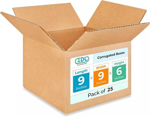 IDL Packaging Small Corrugated Shipping Boxes 9"L x 9"W x 6"H (Pack of 5) - Excellent Choice of Sturdy Packing Boxes for USPS, UPS, FedEx Shipping - Easy-to-Recycle Cardboard Boxes for Packaging in Saudi Arabia