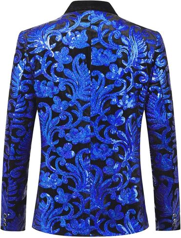 Mens Velvet Sequins Blazer Shiny Sequin Tuxedo Suit Blazer Jacket for Party Wedding Banquet Prom in Saudi Arabia