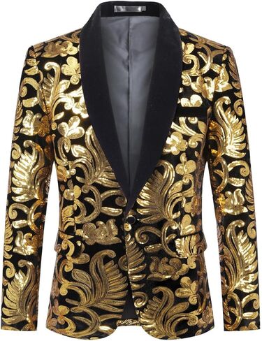 Mens Velvet Sequins Blazer Shiny Sequin Tuxedo Suit Blazer Jacket for Party Wedding Banquet Prom in Saudi Arabia