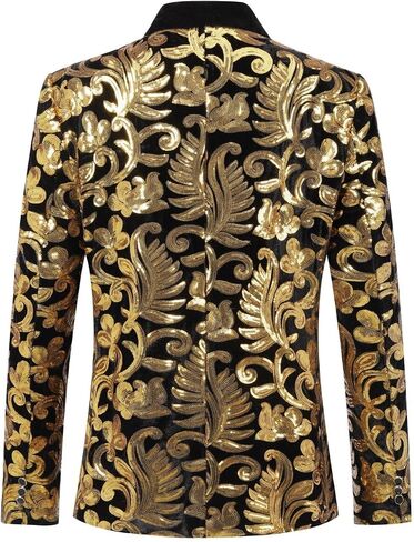 Mens Velvet Sequins Blazer Shiny Sequin Tuxedo Suit Blazer Jacket for Party Wedding Banquet Prom in Saudi Arabia