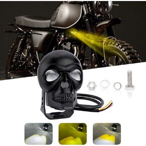 1797 Skull Motorcycle LED Pod Lights Fog Amber White Auxiliary Lighting Skeleton Goth Spot Light Fit Truck Pickup ATV UTV Off-Road Golf Cart 12V 48V 38W 3000LM