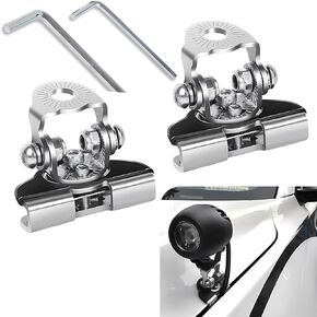 2 PCS Car Roof Light Fixing Bracket, Shockproof Metal Vehicle Grille Light Mount Base, Universal Waterproof Adjustable Automotive Hood Auxiliary Bracket for Truck SUV Car (Black)