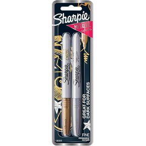 SHARPIE Metallic Fine Point Permanent Marker, Assorted Colors, 2-Pack - 1829202