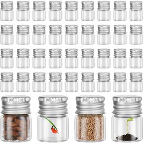 Tessco 300 Pcs 5 ml Mini Glass Bottles with Aluminum Cap Tiny Jars Tiny Glass Jars Small Glass Vials with Screw Caps Tiny Containers for DIY Craft Storage