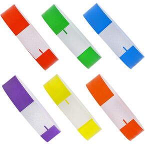 120pcs Print Pattern Logo Card Party Paper Wrist Straps 3/4" Tear-Resistant Waterproof Wristbands for Events(6 colors)