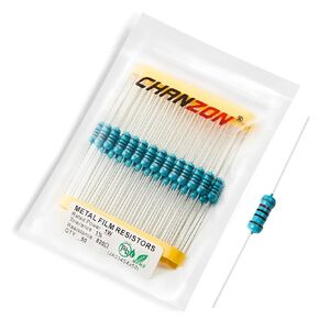 Chanzon 50pcs 1W 1K Ω ohm Metal Film Fixed Resistor 0.01 ±1% Tolerance 1KR MF Through Hole Resistors Current Limiting Rohs Certificated