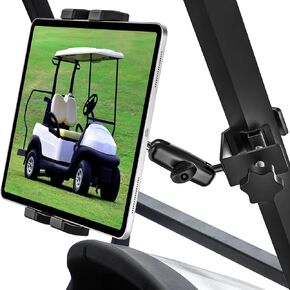 woleyi Golf Cart Tablet Holder Mount, 360° Adjustable, Metal Wider Clamp Arm for ZGO/Club Car/Yamaha/Other Golf Carts, Compatible with iPad Pro 12.9/Air/Mini, iPhone, Galaxy Tabs/Z Fold, 4-13" Devices