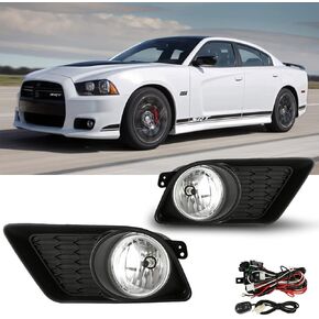 TOPSCOPE Fog Lights Compatible with 2011 2012 2013 2014 Dodge Charger Fog Lamps with Wiring Harness H10 12V 42W Halogen Bulbs Clear Lens