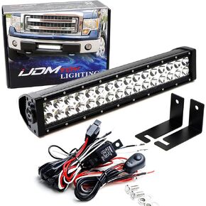 iJDMTOY Lower Grille Mount LED Light Bar Kit Compatible with 2009-14 Ford F-150 or Raptor, Includes (1) 96W High Power LED Lightbar, Lower Bumper Opening Mounting Brackets & On/Off Switch Wiring Kit