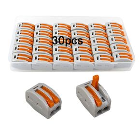 FULARR 30Pcs Premium PCT-212 Lever-Nut, Conductor Compact Wire Connectors, Terminal Block Wire Push Cable Connector –– 2 Port