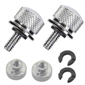 2 pcs Chrome Aluminium Rear Fender Seat Bolt Screw Nut Kit Compatible with Harley Sportster XL 883 1200 Dyna Softail Touring 1996-2023 Other Motorcycle Seats 1/4"-20 Thread Bolt (Silvery & Black)