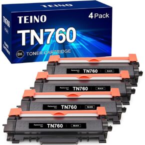 TEINO TN760 Toner Cartridge Replacement for Brother TN760 TN-760 TN730 TN-730 Toner Black Use with Brother MFC-L2750DW MFC-L2710DW HL-L2395DW HL-L2350DW HL-L2390DW DCP-L2550DW HL-L2370DW Printer, 4PK