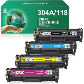 GREENSKY Remanufactured Toner Cartridge Replacement for HP 304A for Canon 118 for CP2025DN CM2320N CM2320NF CM2320FXI MFP MF8580CDW MF8350CDN MF8380CDW MF726CDW LBP7660CDN LBP7200CDN Printer (4 Pack)