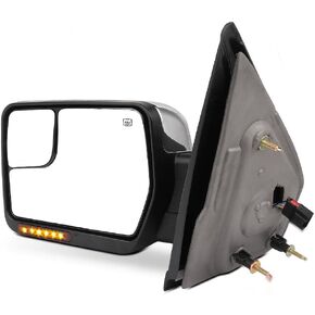 SCITOO Driver Side Mirror Tow Mirror Compatible with for 2004-2014 For Ford For F150 Pickup Truck Mirror Power Adjusted Heated Turn Signal Puddle Light Chrome Housing Towing Mirror LH
