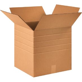 Partners Brand PMD161616 Multi-Depth Corrugated Boxes, 16"L x 16"W x 16"H, Kraft (Pack of 10)
