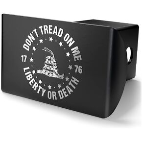Don't Tread On Me Gadsden Flag Black & Chrome Metal Trailer Hitch Cover
