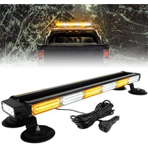 ASPL 26inch 126 LED Rooftop Emergency Strobe Lights Bar Double Side Flashing Safety Warning Traffic Advisor Light Bar Hazard Snow Plow Light for Trucks Vehicles Construction Tow Pickup(Amber/White)