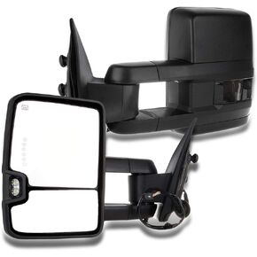 Upgrade Style Towing Mirrors Fit for 2014-2018 for Chevy for GMC 1500 2015-2019 for Chevy for GMC 2500 HD 3500 HD Tow Mirrors Power Adjusted Heated LED Turn Signal Black