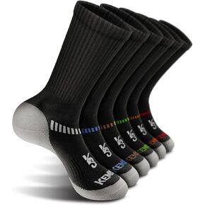 BULLIANT Men Athletic Socks, Compression Sports Crew Socks Cushioned For Men Outdoor Running Hiking-Arch Compression Support