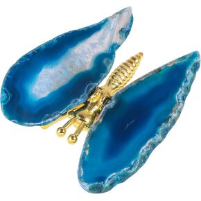 تمثال فراشة من العقيق الكريستالي الطبيعي، حامل فراشة بأجنحة العقيق الجيود المصقول لعرض فن الزفاف لتزيين المنزل، أصفر in Kuwait