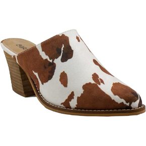 ARIDER ARiderGirl Womens Sissy Stacked Heel Snake and Cow Print Pointed Toe Slip-on Mule