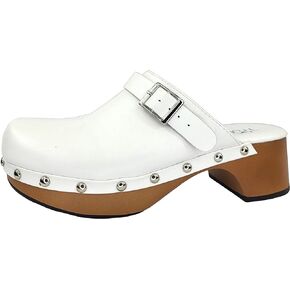 Women's Classic Clogs Faux Wood Heel Slip On Shoes